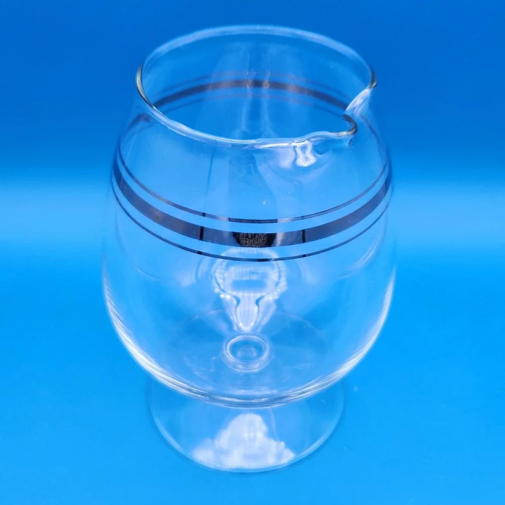 MCM Footed Brandy Snifter Cocktail Pitcher with Spout & Silver banding